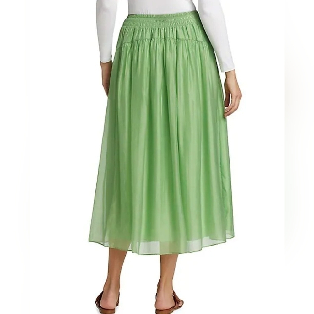 VINCE NWT Smocked Waist Pull On Skirt in Sprout - Picture 10 of 13